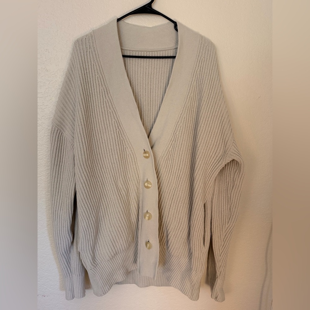 Lululemon Ivory Button-Front V-Neck Sweater Cardigan